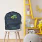 Preview: Kindergartenrucksack dunkelblau mit Traktor und Namen "Tobias" bestickt -sofort lieferbar-